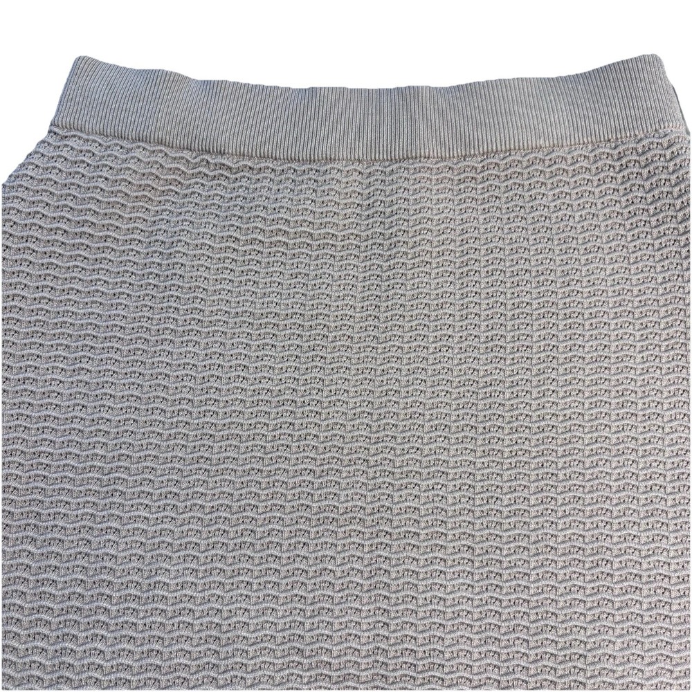 NWT Rachel Zoe Women XL Taupe Scalloped Knit Crochet Mini Skirt Boho Chic - Picture 5 of 7